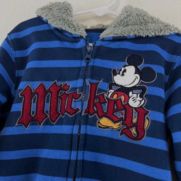 Disney Parks Striped Mickey Fleece Lined Full Zip Front Hoodie Size XXS - Picture 6 of 7